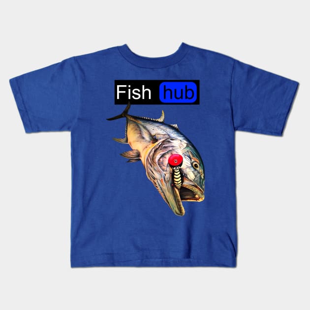 Fish hub giant trevally Kids T-Shirt by Art by Paul